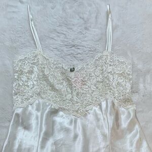 Y2K Versailles White Satin & Lace Slip Babydoll Mini Dress